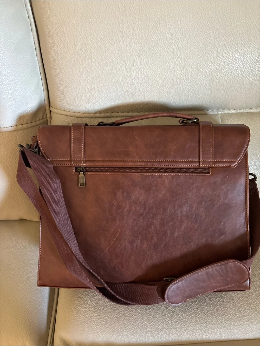 Men's Brown Briefcase Messenger Bag
